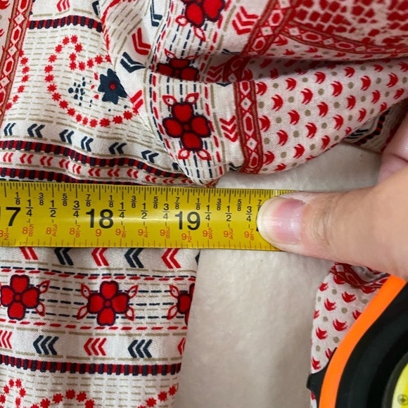 White Crow Red Patchwork Tie Front Blouse Button Down Shirt Women’s XS - Picture 7 of 10